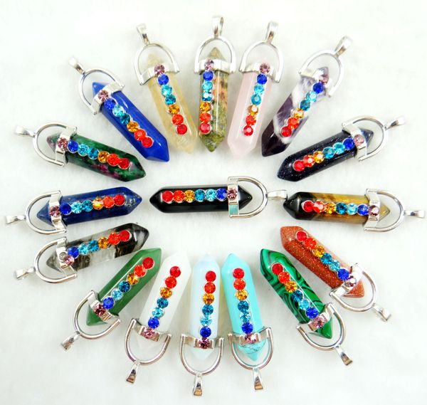 

natural stone lapis tiger eye quartz crystal turquoises lapis tiger eye pendant for diy jewelry making necklace accessories24pcs 0927, Silver