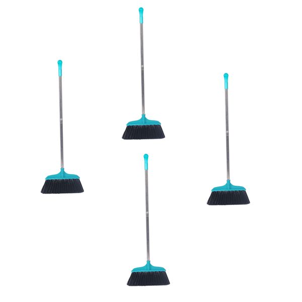 

four-piece stainless steel rod bristles black wire right angle small broom household lazy sweeping hair artifact wooden floor