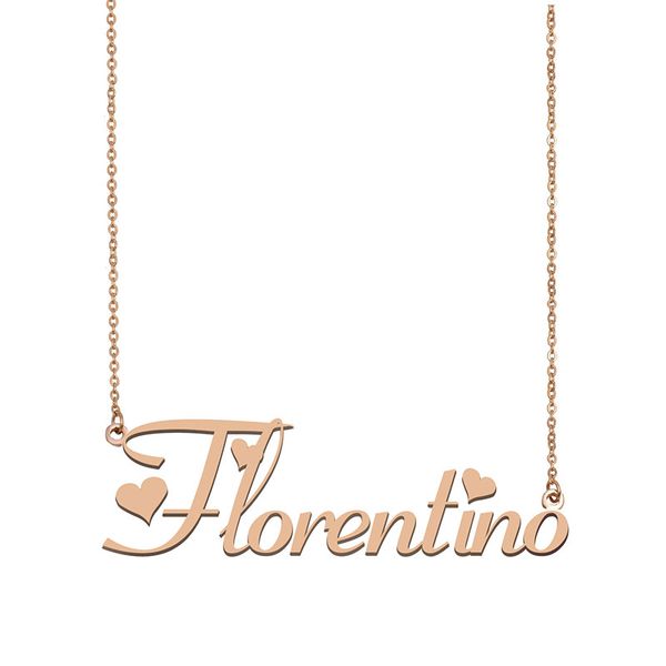 

florentino name necklaces pendant custom personalized for women girls children friends mothers gifts 18k gold plated stainless steel, Silver