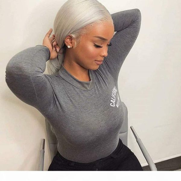 

gray long straight lace front wig heat resistant synthetic hair front lace wigs with baby hair 24, Black