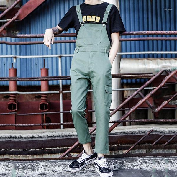 

2020 new summer men's tooling overalls japanese conjoined feet nine points suspenders men's casual pants size -xl xxl1, Blue
