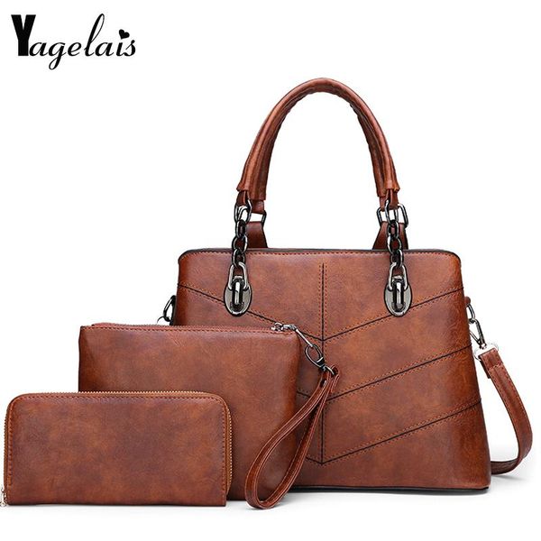 

women composite bag set handle big capacity female tassel handbag fashion shoulder bag purse ladies pu leather crossbody