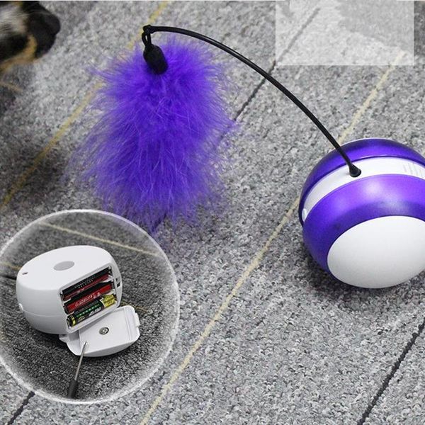 

cat toys toy interactive automatic rotating running led teaser pet funny smart electronic stick feather