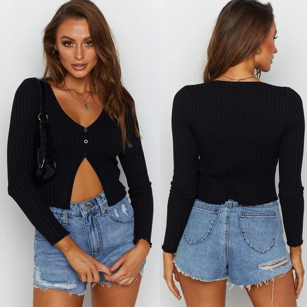 

2020 autumn new split long sleeve knitted for women 2020 autumn new button buttonbutton split long sleeve knitted for wome, White