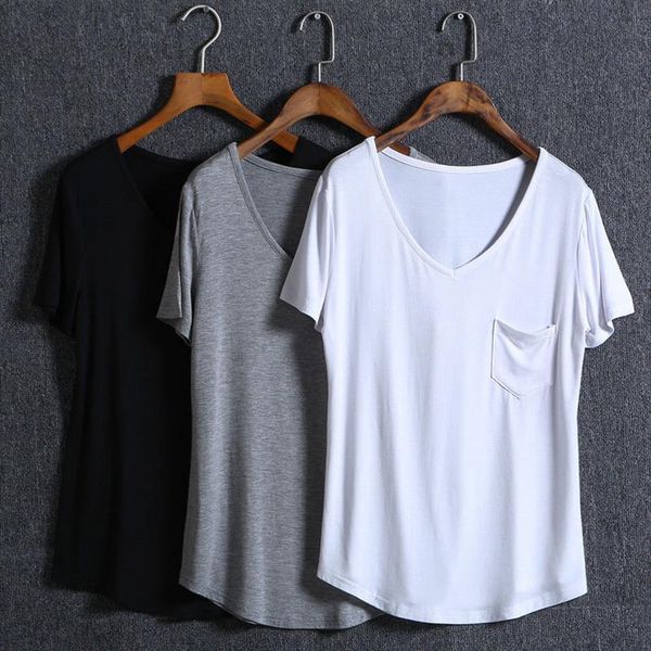

womens modal short sleeve o neck t shirt all match tee black gray white t shirt women