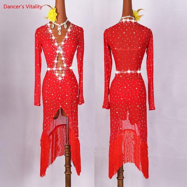 

stage wear original latin dance dresses for ladies black red color gauze feminine clothes fashion women professional ballroom suits1
