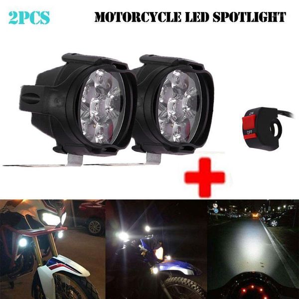 

new 2pcs 6 led motorcycle headlight fog spotlight driving light lamp super bright spot waterproof led head light with switch#lr51