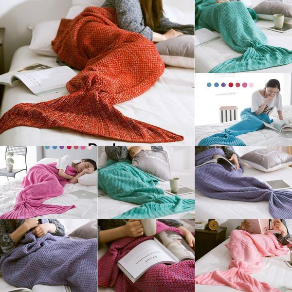 

90*180cm mermaid sofa knit blanket quilt rug cocoon sleeping sack tail blankets dhl 1 nhoyr