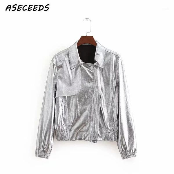

women's jackets autumn women bomber streetwear punk rock silver jacket fashion long sleeve zipper motorcycle coat 2021 chaqueta mujer1, Black;brown