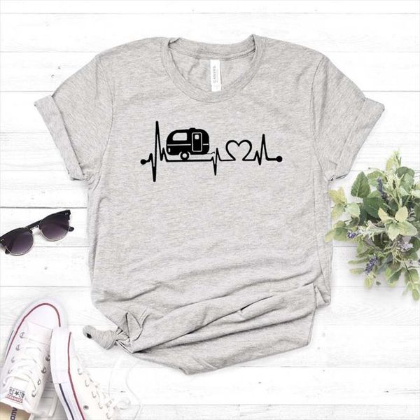 

happy camper heartbeat women tshirt cotton casual hipster funny t shirt gift lady yong girl tee drop ship zy 295, White