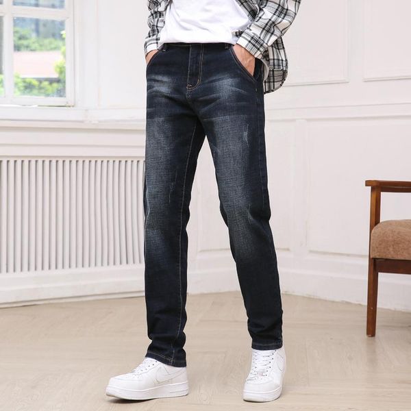 

men's jeans winter full length for men moustache effect light regular straight mens slim dark blue