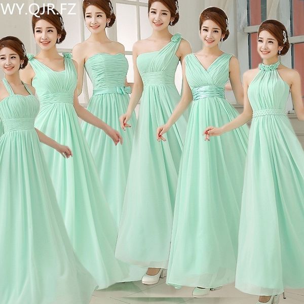 

w150#wholesale custom made chiffon green blue wine red long lace up bridesmaid dresses wedding party dress prom gown women cloth y200109, White;black