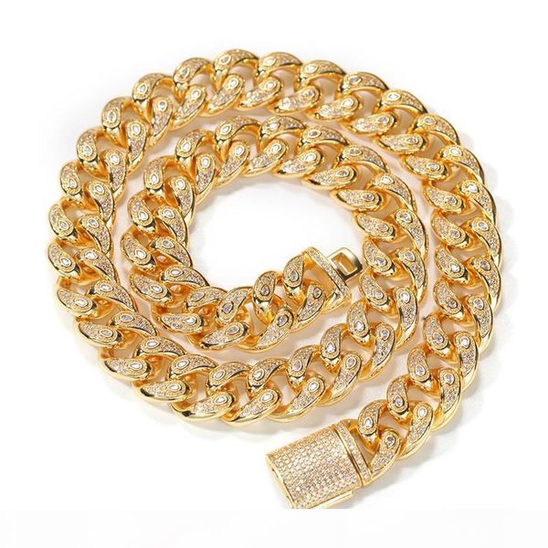 

европа и америка горячих мужчины женщина ожерелье 15mm 16 18 20 22inch bling cz кубинских цепи ожерелье хороший подарок для друзей, Silver