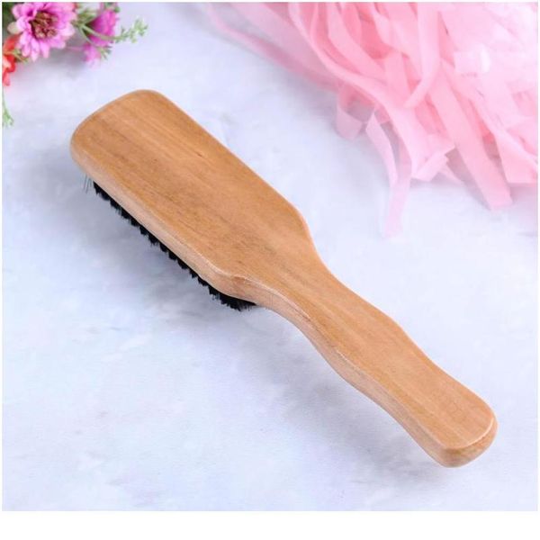 

1pc wooden hair comb wig brush natural bristle hairbrush massage comb wooden handle salon barber hair brush styli jllrgn, Silver