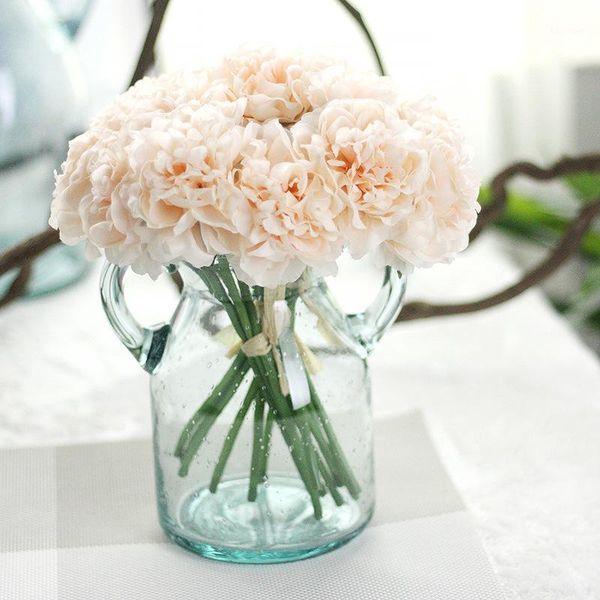 

5heads/bouquet artificial silk peony fake hydrangea flower diy scrapbook floral bridal bouquet wedding festival home decoration1