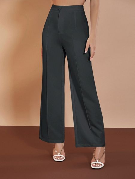 

high waist wide leg pants i2ng#, Black;white