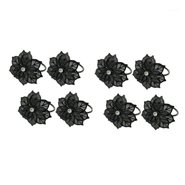 

8 pcs 3d floral metal napkin rings holder dinner wedding towel ring for table decorations, wedding, dinner,party,etc1