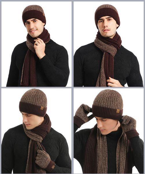 

теплые зимние шапки унисекс шарф перчатки set утеплители шапочки шарф перчатки три бюстье толстый череп caps лоскутная трикотажные шарфы ly1, Yellow