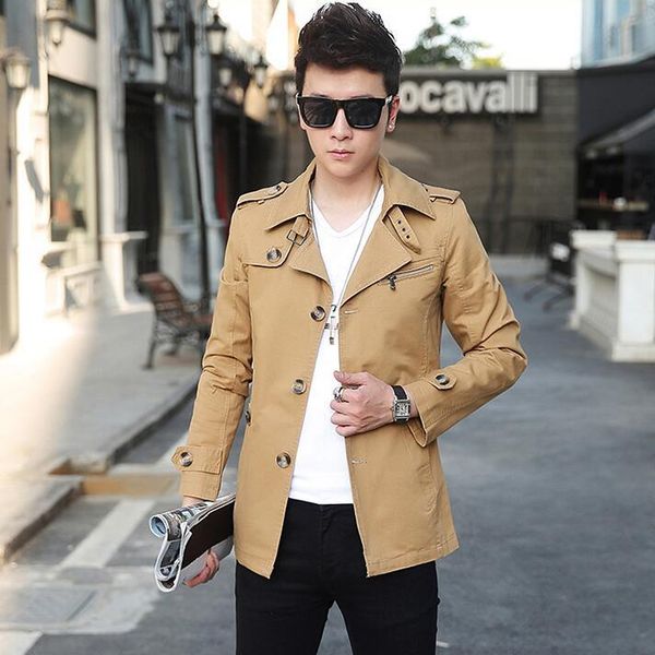 

men's trench coats wholesale 2021 classic windbreaker cotton gentleman clothing, Tan;black
