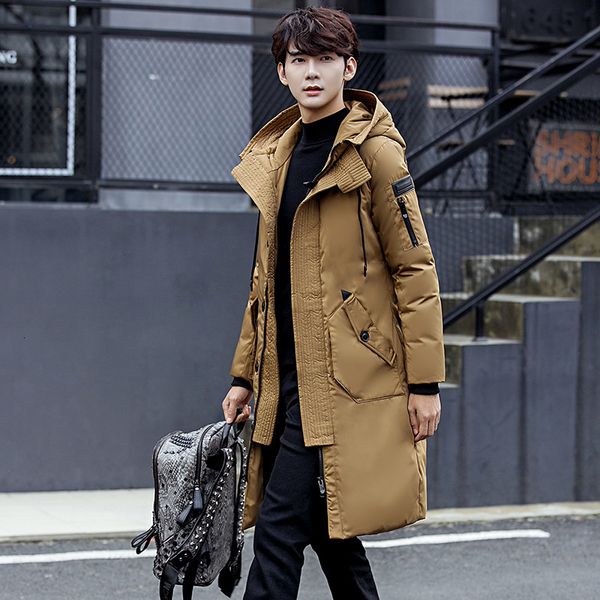

2020 new boutique medium and long down jacket thickened korean winter clothing large warm student coat men's wear, Black;brown