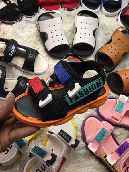 

children's boys' summer sandals 2019 zhongda new korean leisure antiskid air cushion soft soled beach sho, Black;red