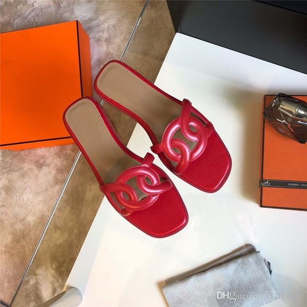 

women designer shoes womens sandals leather slipper fashion red blue black slippers with box size 35-41
