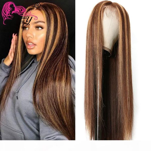 

beauty forever 13x4 straight honey blonde ombre color highlight 150% lace front human hair wigs remy brazilian wigs t4 12, Black
