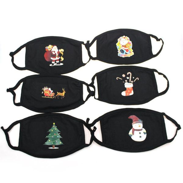 

santa mask black breathable claus thermal 6 christmas mask cotton pattern-printed styles reusable and dust-proof xqrpa