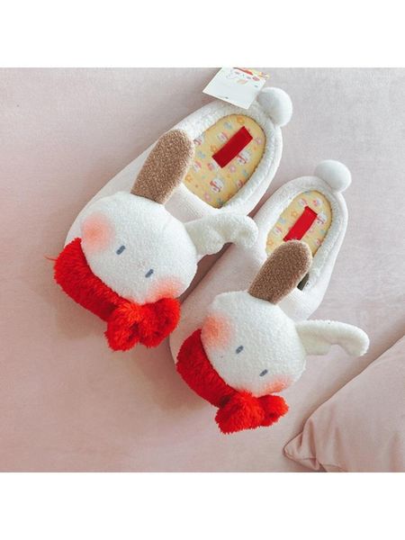 

slippers women winter plush house cartoon ears non-slip warm indoor shoes q1fe, Black