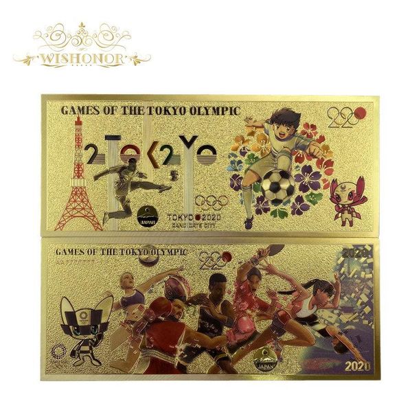 

new 10pcs lot color tokyo 2020 olympics games japan sumo banknote yen banknotes in 99.9 gold plated fake money for collection sqcyzg