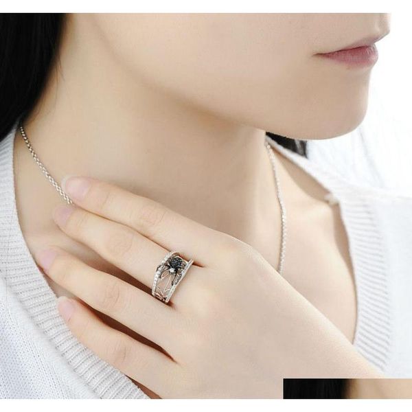 

s983 fashion jewelry black spider ring z sqcnzq new_dhbest, Silver