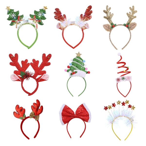 

creative glowing christmas headbands santa tree elk antlers headband kids headwear ornaments christmas decor party cosplay