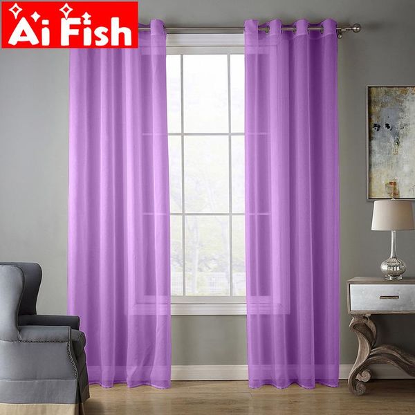 

light purple european and american style window screening solid door curtains drape panel sheer tulle for living room ap184#30