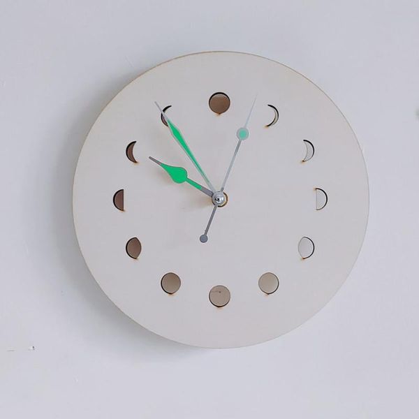 

wall clocks creative clock luminous wooden moon cycle home large decoration