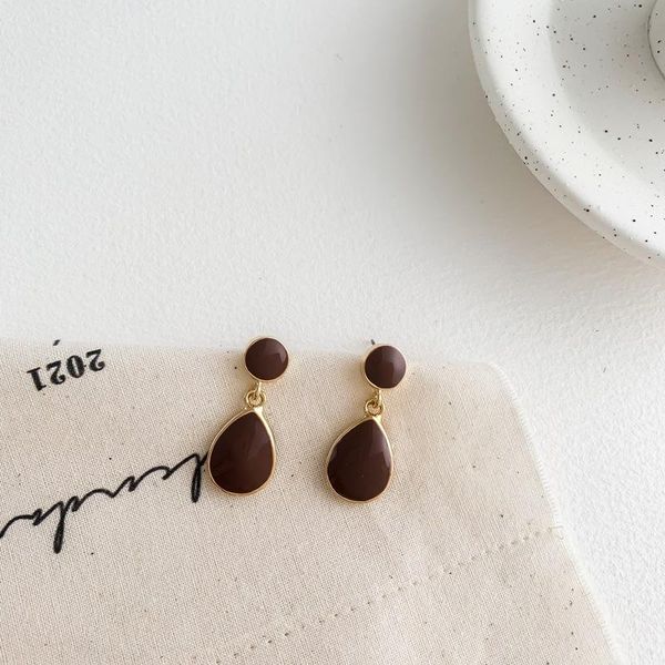 

dangle & chandelier orgin summer baroque black enamel waterdrop earrings for women french geometrical party jewelry wholesale, Silver