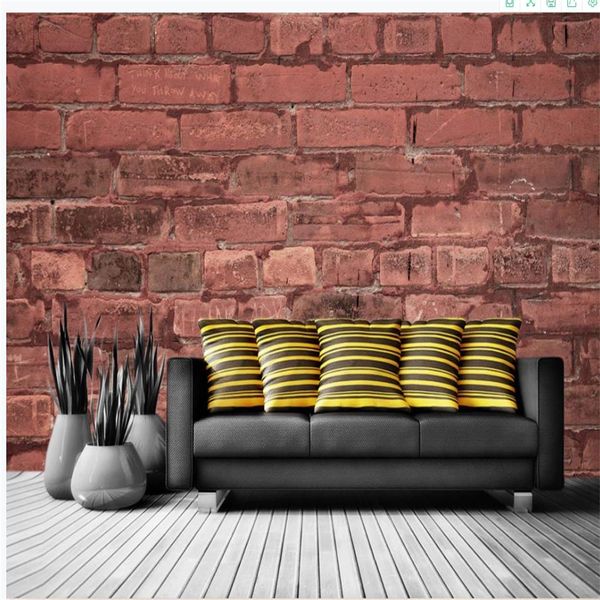 

3d murals wallpaper for living room retro literary red brick wallpapers background wall wallpaper