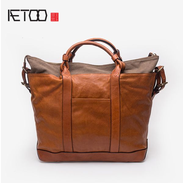 

hbp aetoo men's retro simple large-capacity shoulder bag, head real cowhide lapbag, business briefcase