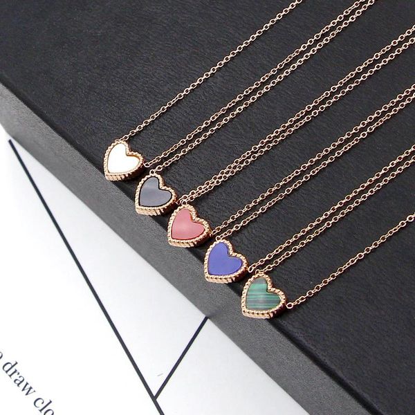 

pendant necklaces yun ruo rose gold color two sides mini heart necklace choker chain 316l stainless steel woman jewelry never fade 2021, Silver