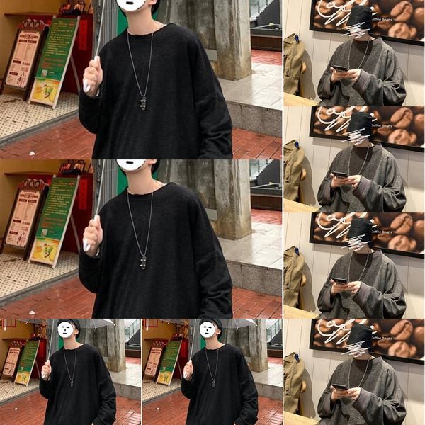 

мужская оригинальный стиль дома осенью по размеру случайные длинным рукавом t- футболки домой главная furnishingbottoming рубашку корейский, Black