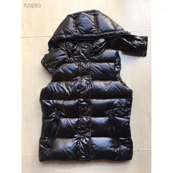 

winter women's down vest warm duck down classic hooded, Black