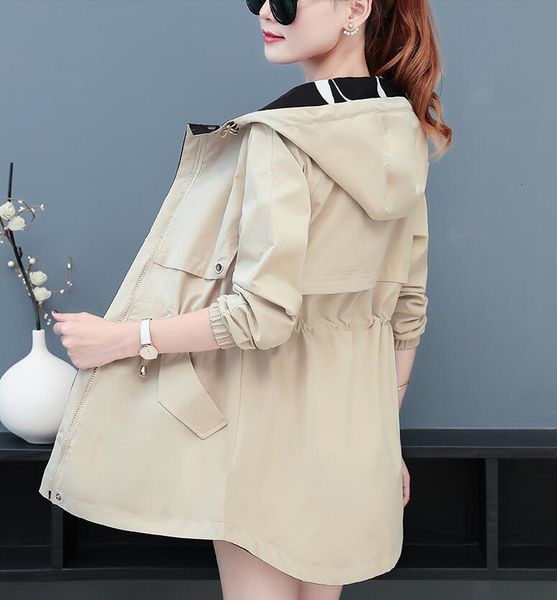 

2020 new casual large size female windbreaker women's spring autumn coats vintage double-sided short trench coat outerwear, Tan;black