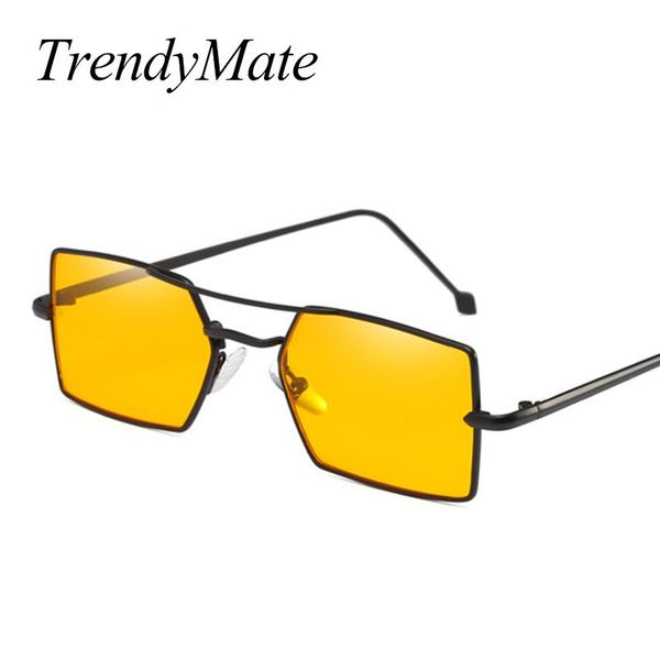 

sunglasses 2021 square women men retro fashion yellow black sun glasses brand mirror ladies 1345t, White;black
