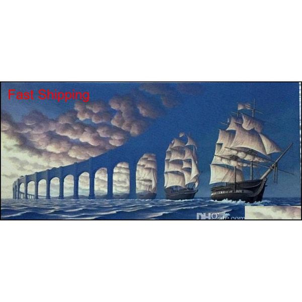 

framed rob gonsalves - sun sets sail,amazing seascape sail art handmade oil painting on canvas multi qylyjd packing2010