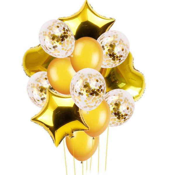 

14pcs mix confetti aluminum foil latex balloon inflatable romantic star heart balloon birthday party wedding decor bab jllody