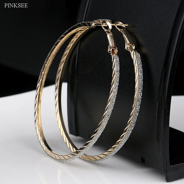 

pinksee personality super big circles hoop earrings for women fashion gold sliver color jewelry bijoux trendy statement earrings, Golden;silver