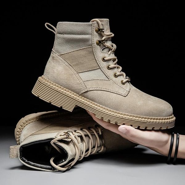 

2020 winter men boots vintage leather short boots fashion lace-up casual men's shoes plus velvet warm martin, Black