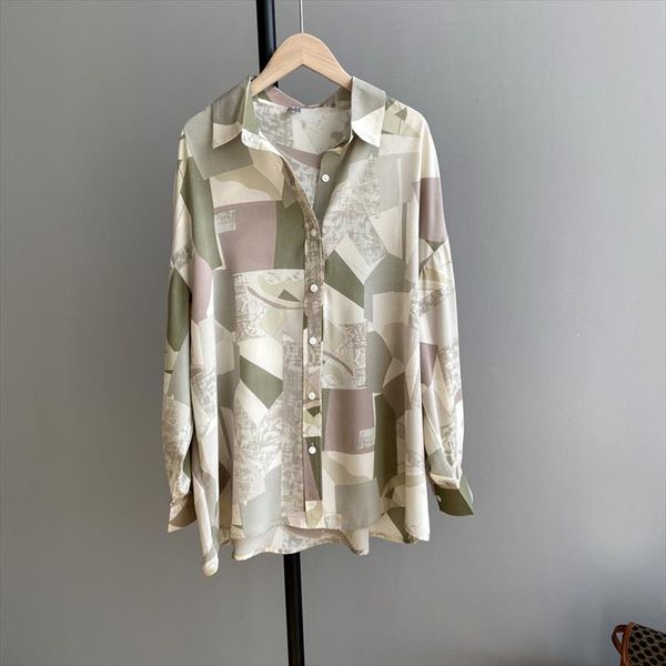 

2020 women spring blouses turn down collar long sleeve women and blouses vintage print shirt blusas roupa feminina outwear, White