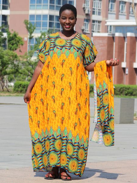 

womens dresses 2021 ankle length new fashion yellow colorful printed party cotton african dashiki dress drop shipping good quality, Black;gray