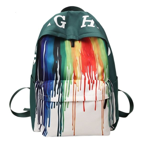 

fashion graffiti printed shoulder bag female wild literary fan backpack campus student bag