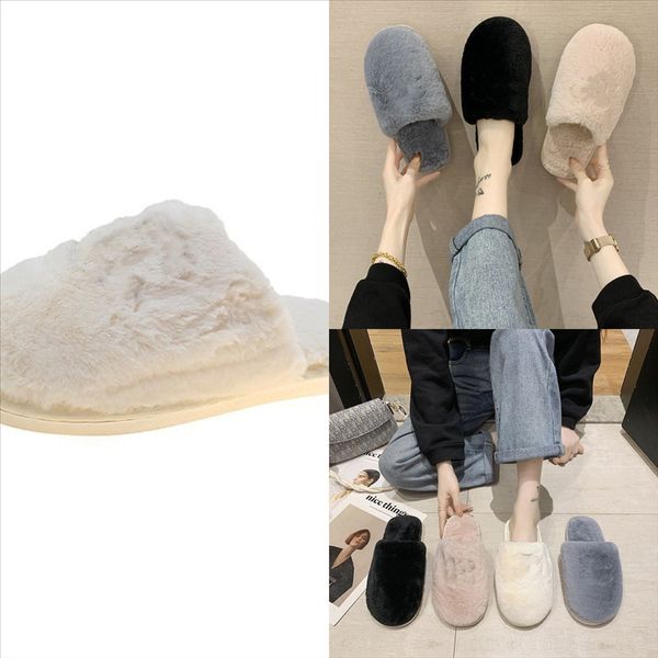 

ryoms furry ladies slippers women's cute plush fox hair fluffy cat plush slipper slippers winter, Black